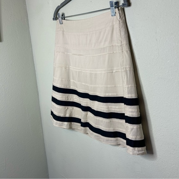 LOFT Cream A-Line Knee-Length Pleated Skirt - Picture 2 of 6